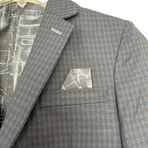 Leo & Zachary Boys Navy Black Check Suit Sport Jacket Blazer size 12 NWT - Picture 3 of 11